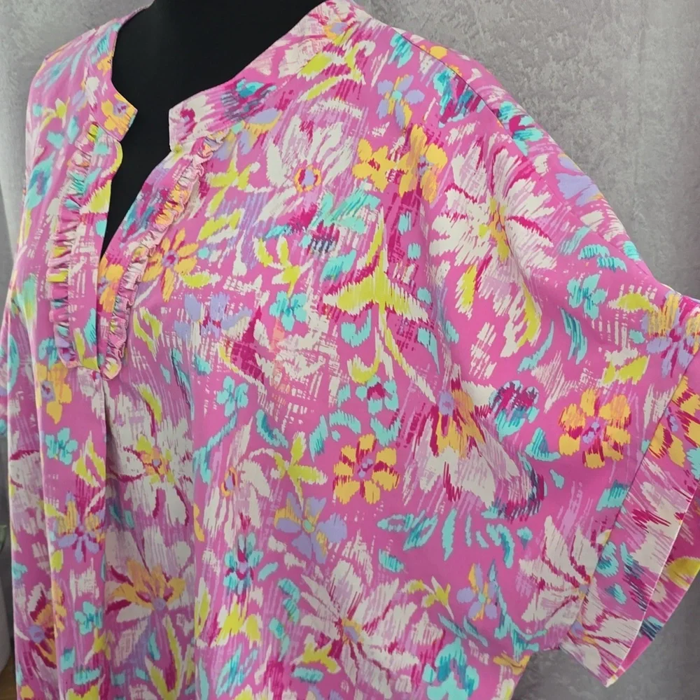 Emily Wonder Pink Floral Blouse, Size 2X - Picture 7 of 11